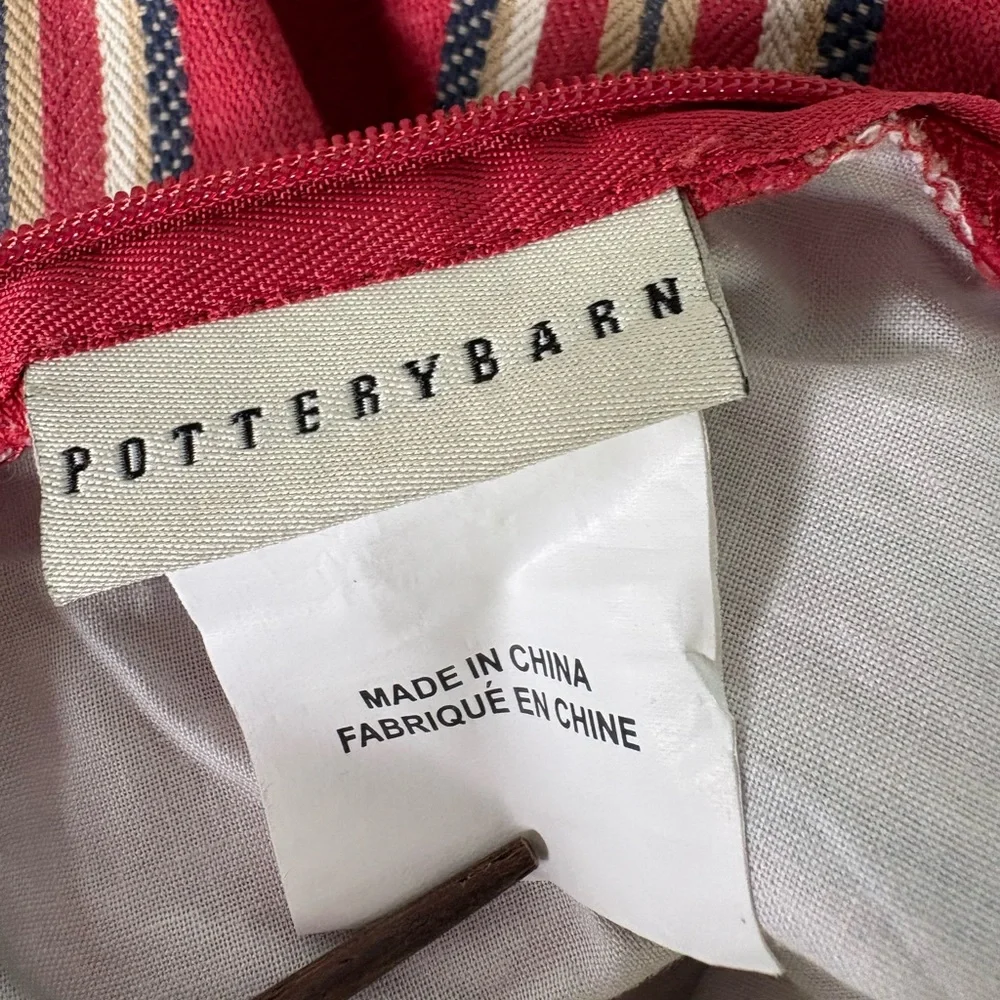 Pottery Barn Red Striped Square Pillow Sham